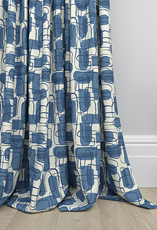 Meander, Navy - Made to Measure Curtains
